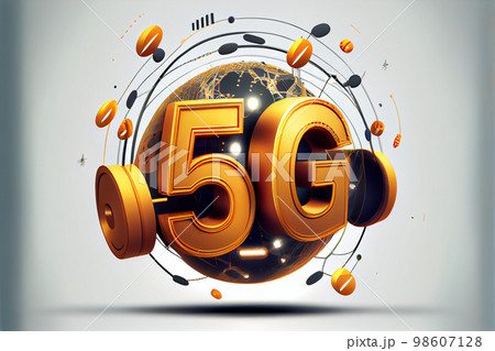 5g Technology Concept. High-speed Mobile Internet, City Dwellers Using New Generation Networks for Communication and Gadgets. 98607128