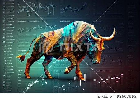 Bull as Symbol of trading on the stock market Is on the rise, Bull Market Signal, Global Trading illustration generative ai 98607995