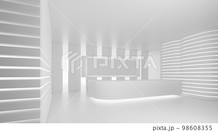 Golden textured podium against plaster textured wall with circular holes sunlit through window. 3d rendering background for product presentation 98608355