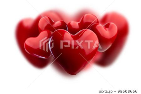 Red Hearts flight isolated on white background. Concept St.Valentine's Day. Selective focus. 98608666