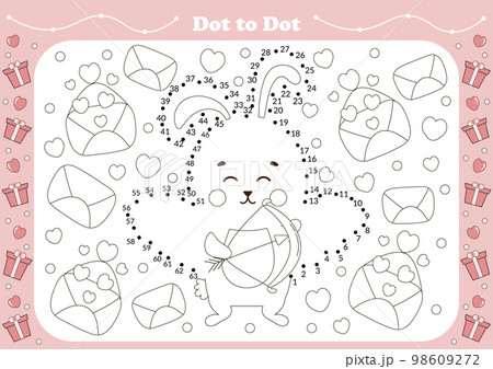 Cute dot to dot game for kids with valentine...のイラスト素材 [98609272] - PIXTA