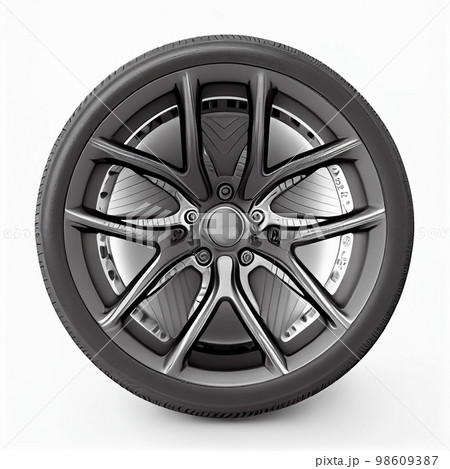 Black car wheel with carbon fiber barrel showing the weave 98609387