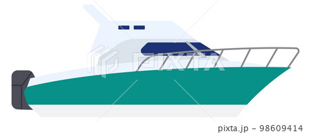 Cabin cruiser color icon. Small fast boat Cabin cruiser color icon. Small fast boat 98609414