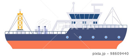 Trawler ship. Marine boat color icon. Nautical transport Trawler ship. Marine boat color icon. Nautical transport 98609440