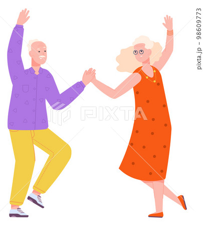 Cheerful old people dancing. Joyful senior couple 98609773
