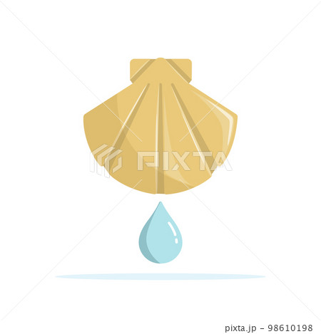 Baptismal shell icon and a water drop Baptismal shell icon and a water drop 98610198
