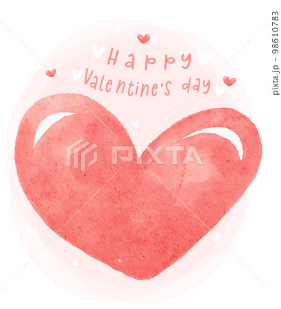 cute watercolour big red heart hand painting, Happy Valentine greeting card idea, illustration vector 98610783