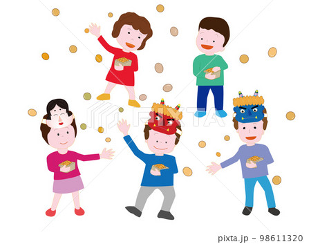 節分の豆まきの様子。 節分の豆まきの様子。 98611320