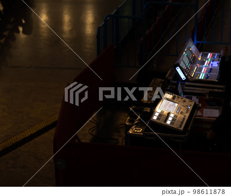 Control panels for sound and light on the stage Control panels for sound and light on the stage 98611878