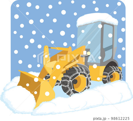 除雪車_小型ホイールローダー_雪の背景あり 除雪車_小型ホイールローダー_雪の背景あり 98612225