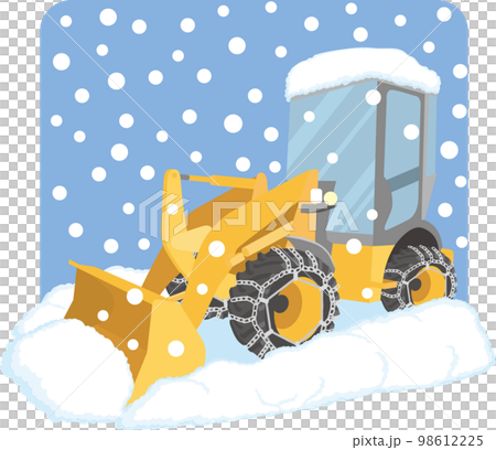 除雪車_小型ホイールローダー_雪の背景あり 除雪車_小型ホイールローダー_雪の背景あり 98612225