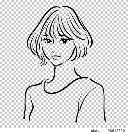一個女人的單色線描插圖 一個女人的單色線描插圖 98612550