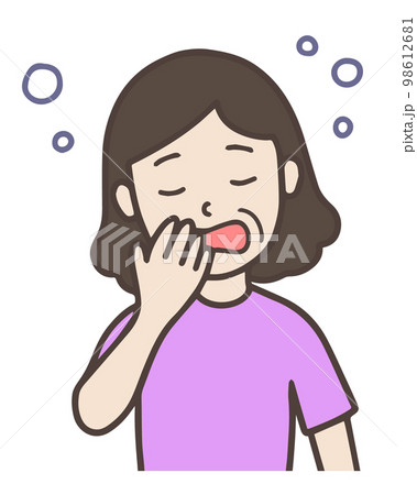 眠くてあくびをする中年女性、睡眠不足のおばさん 眠くてあくびをする中年女性、睡眠不足のおばさん 98612681