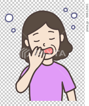 Middle-aged woman sleepy and yawning, sleep-deprived aunt 98612681