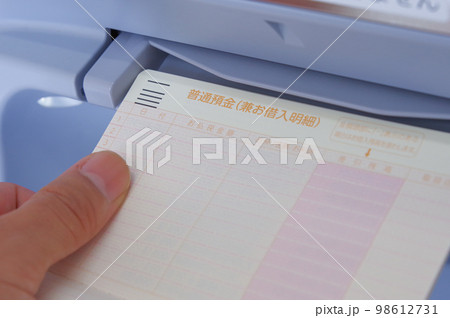 銀行のATMでお金を下ろす人 銀行のATMでお金を下ろす人 98612731