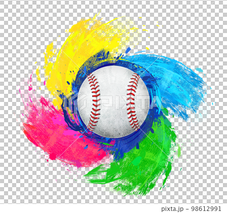 baseball illustration with splash color background baseball illustration with splash color background 98612991
