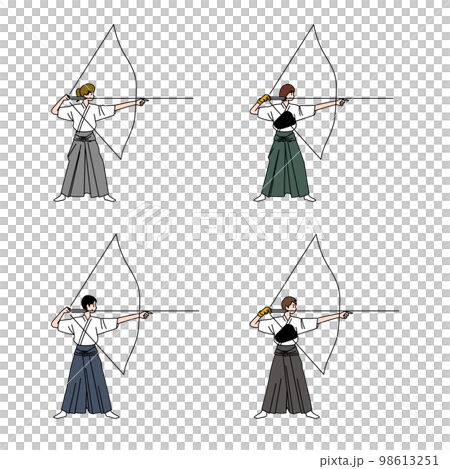 Men and women who play archery (pull a bow) 98613251