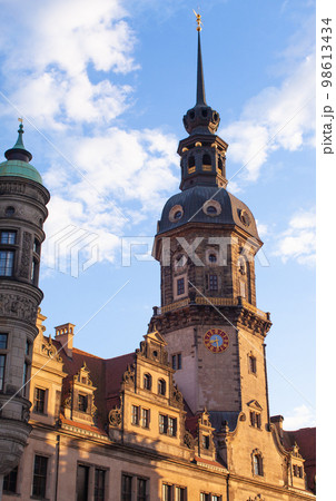 beautiful architecture and cathedrals of the central part of the city of Dresden, Germany. beautiful architecture and cathedrals of the central part of the city of Dresden, Germany. 98613434