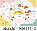 パンやお弁当の春ピクニック用食べ物アイコン 98613548