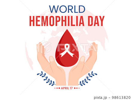 World Hemophilia Day on April 17 Illustration with Red Bleeding Blood for Web Banner or Landing Page in Flat Cartoon Hand Drawn Templates 98613820