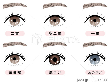 目のアップ（一重・二重・奥二重など）のセット 98613844