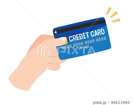 クレジットカードを持つ手と三本線 98613960