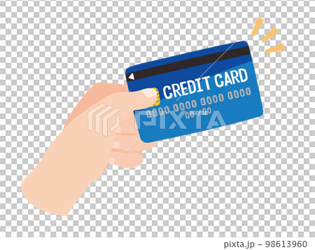 クレジットカードを持つ手と三本線 98613960