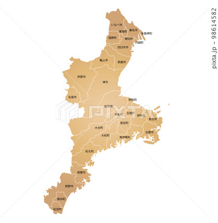三重県と市町村地図 98614582