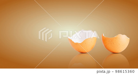 Egg shell isolated on white. Broken egg shell isolated on brown Egg shell isolated on white. Broken egg shell isolated on brown 98615360