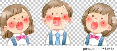 孩子們唱歌的水彩插圖 98615618