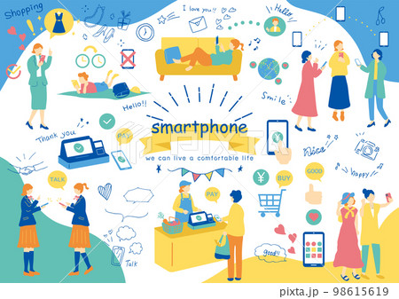 スマートフォンを楽しむ人達 98615619