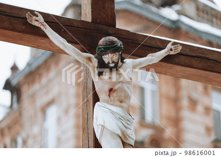 holy jesus christ son of god crucified on the cross. holy jesus christ son of god crucified on the cross. 98616001