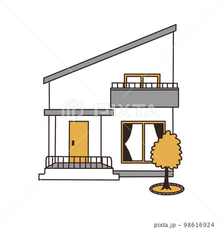 片流れの家のイラスト 98616924