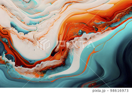 自然の風景にインスパイアされたアルコールインク 油絵「AI生成画像」 自然の風景にインスパイアされたアルコールインク 油絵「AI生成画像」 98616973