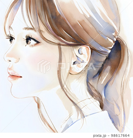 綺麗なお姉さんのイラスト　水彩画風「AI生成画像」 98617664