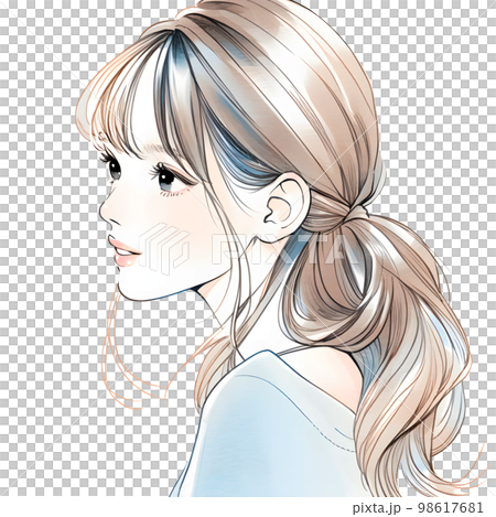 Illustration of a beautiful older sister Watercolor style "AI-generated image" 98617681