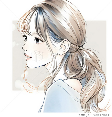 綺麗なお姉さんのイラスト 水彩画風「AI生成画像」のイラスト