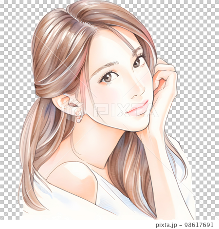 Illustration of a beautiful older sister Watercolor style "AI-generated image" 98617691