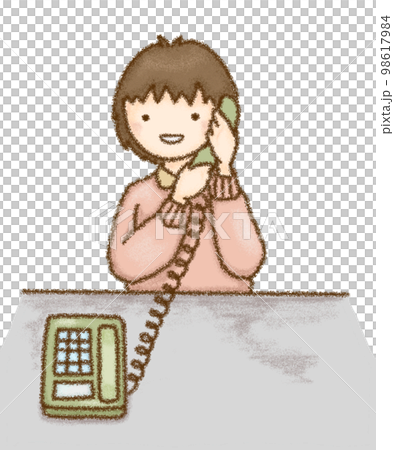 電話中の女性(透過) 電話中の女性(透過) 98617984