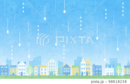 雨が降る街並みのベクターイラスト背景 98618238