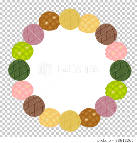 「クッキーとメロンパン」フレーム  中央白背景  円 「クッキーとメロンパン」フレーム  中央白背景  円 98618265