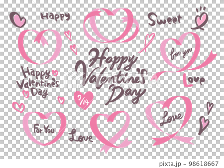 Valentine material of ribbon heart and handwritten letters 98618667
