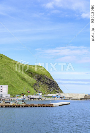 利尻島、鴛泊(おしどまり)の山と町と港 98618966