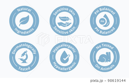 Cosmetic certification label. Special features symbol. Cosmetic product unique selling point badge vector illustration. Perfect sign design for shop and sale banners. 98619144
