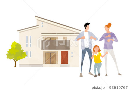 ベクターイラスト素材：家と家族、住まい 98619767