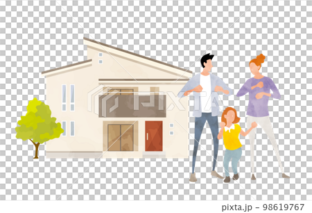 ベクターイラスト素材：家と家族、住まい 98619767