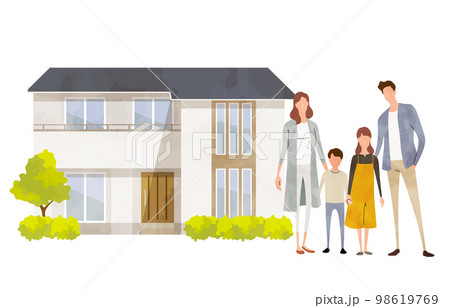 ベクターイラスト素材:家と家族、住まい ベクターイラスト素材:家と家族、住まい 98619769