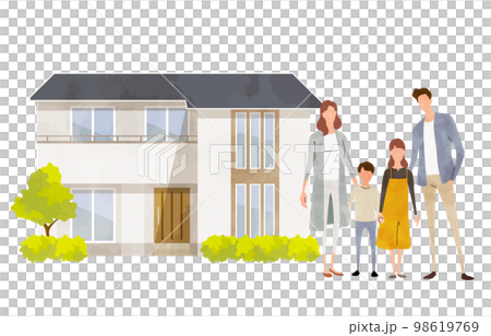 ベクターイラスト素材:家と家族、住まい ベクターイラスト素材:家と家族、住まい 98619769