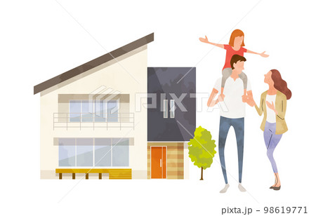 ベクターイラスト素材：家と家族、住まい 98619771