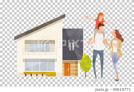 矢量插圖素材：房子和家庭，住所 98619771